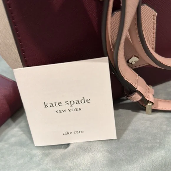 Kate Spade Cameron medium handbag with wallet oxblood/pink /ivory. NWT - Picture 4 of 10